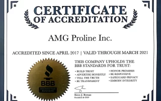 AMG Proline BBB Certificate of Accreditation