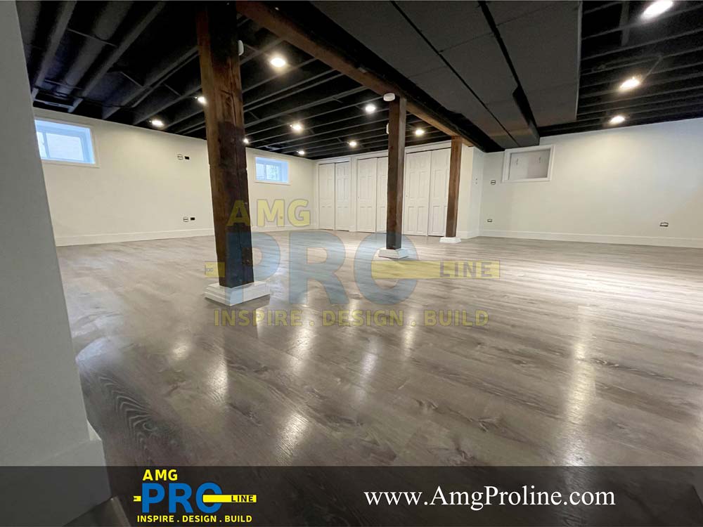 Basement flooring installation by Chicago remodeling contractor