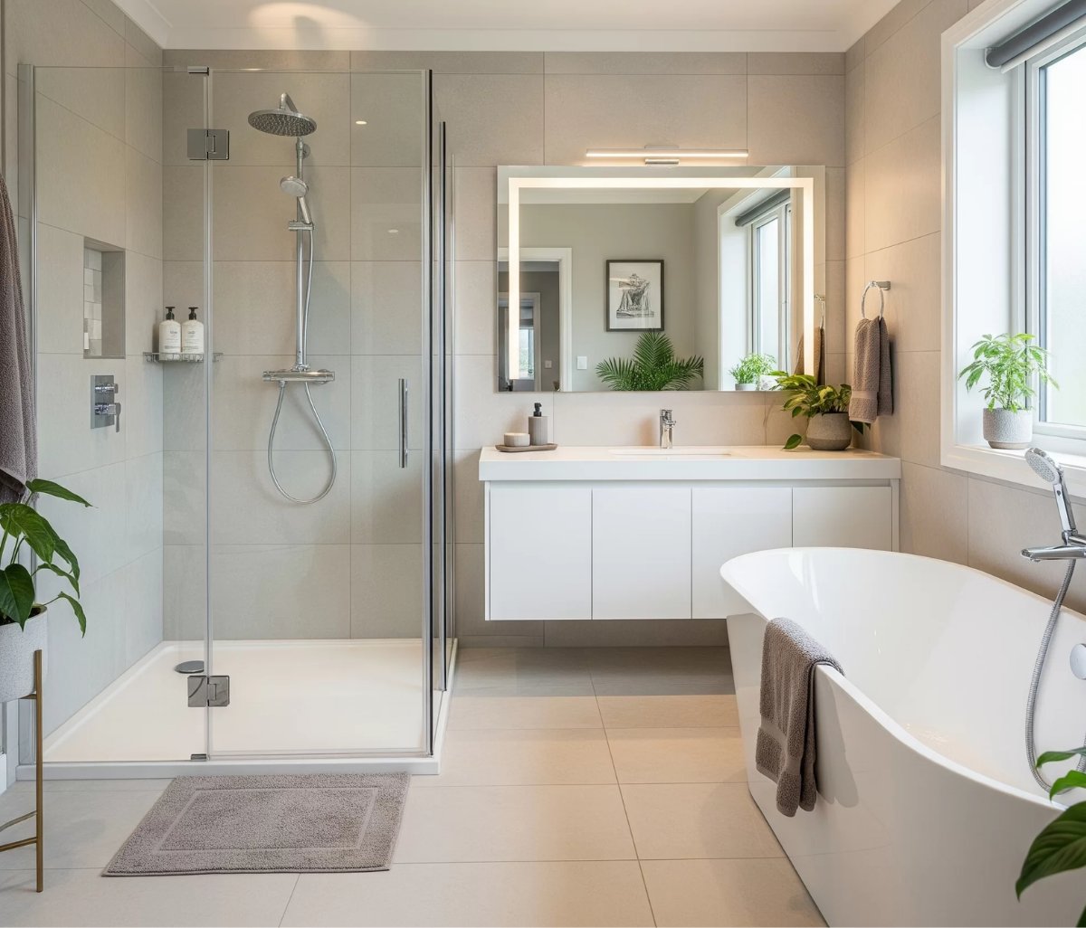 Bathroom remodel with walk-in shower in Chicago