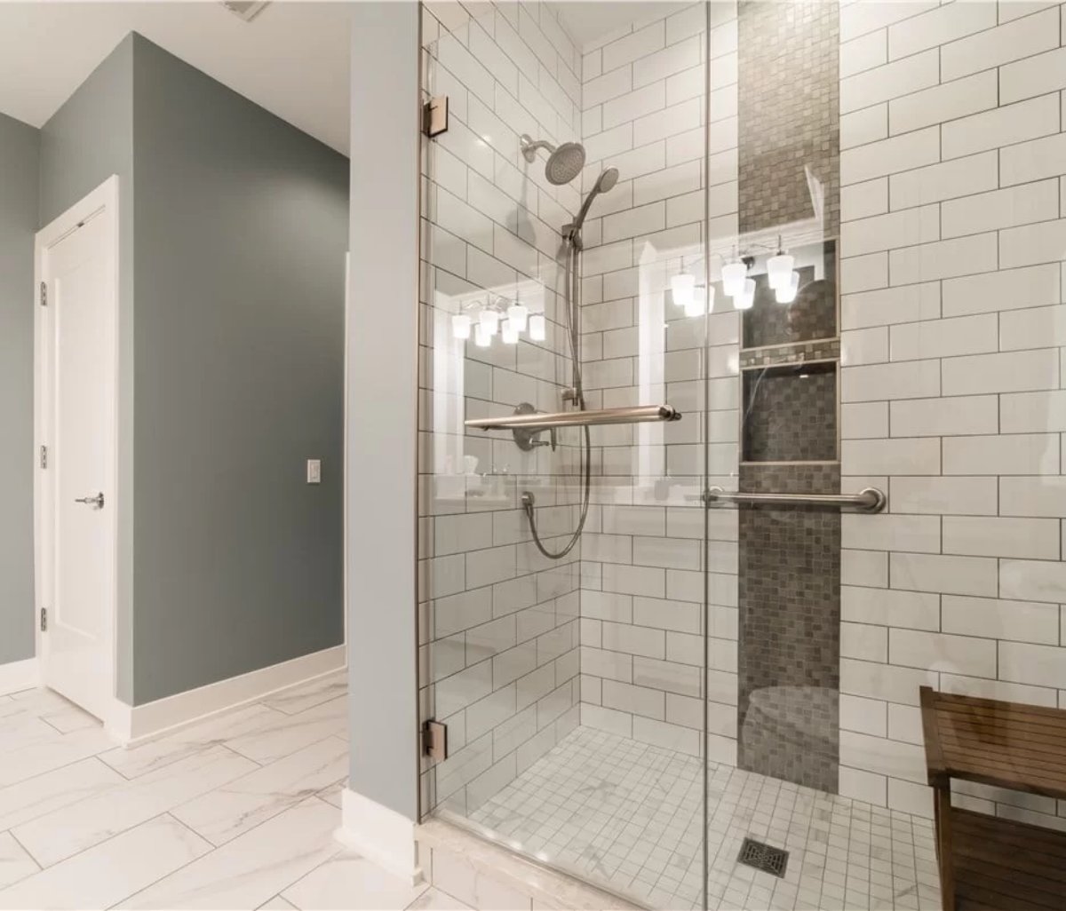 Bathroom renovation with luxury tile and vanity in Chicago