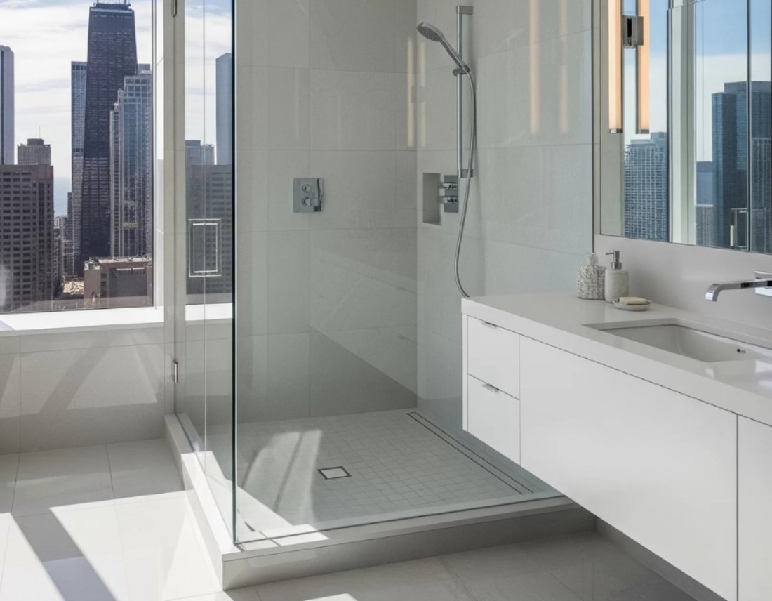 Modern master bathroom in La Grange, IL by AMG Proline